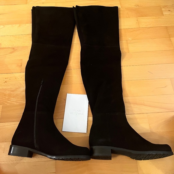 NWOT Stuart Weitzman Black Suede OTK Boots - Picture 1 of 3